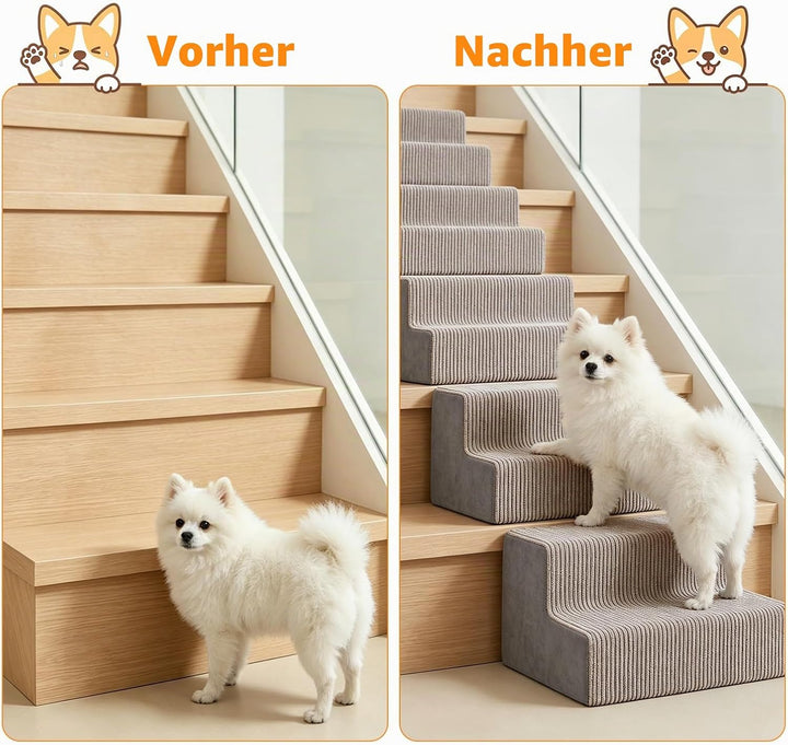 4 Stück Hunderampen für Treppen, rutschfeste Treppenhilfe für Hunde | Gefüllt mit Elastischem Schwam