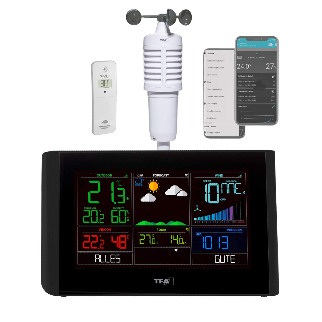 TFA Dostmann WLAN Wetterstation Breeze, 35.8001.01, inkl Windmesser, Profi-Wettervorhersage, kostenl