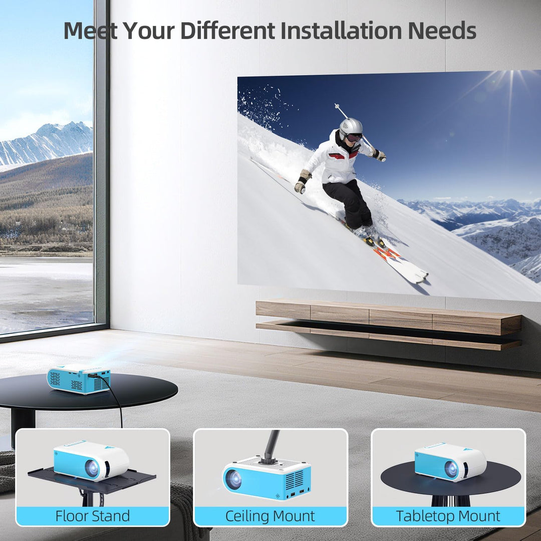 Nasin Mini Beamer Unterstützt 1080P, 4K Projektor Tragbarer mit WiFi 6 und Bluetooth5.4, Beamer Klei