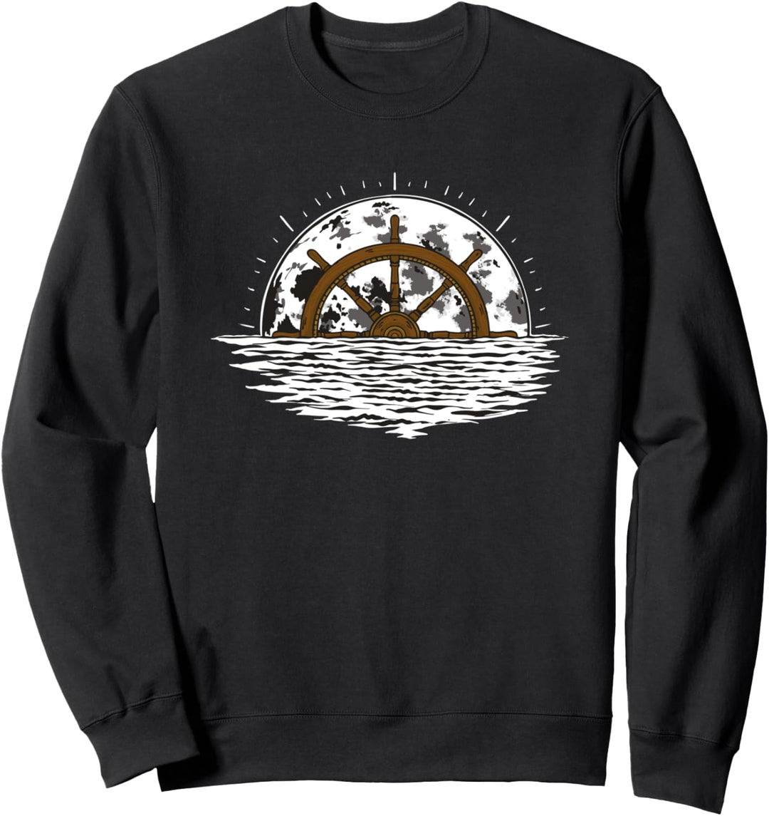 Moon Ship Lenkrad Sailing Sailor Sweatshirt