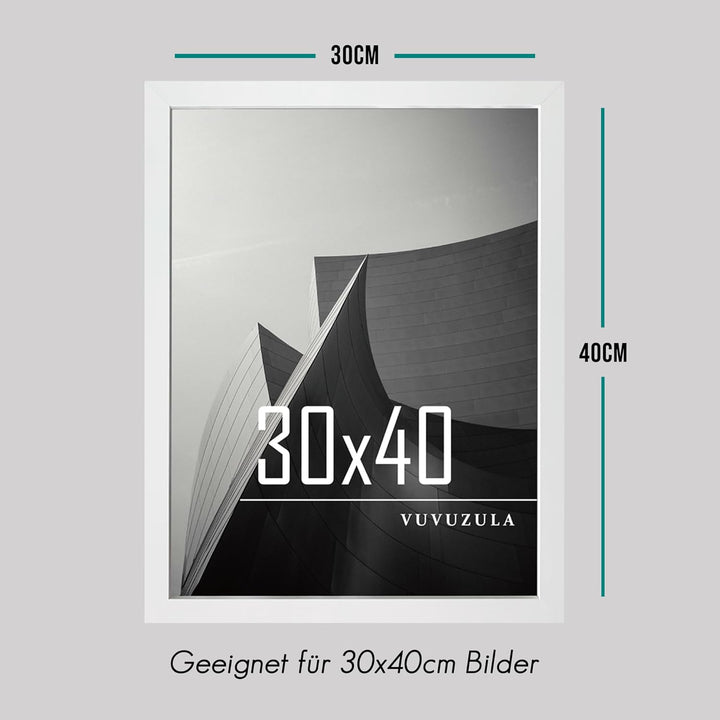 VUVUZULA Bilderrahmen 30x40cm Weiss Holz Fotorahmen 12x16 Zoll Holzrahmen MDF Rahmen 30x40cm 3er Set