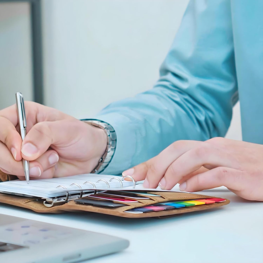 ALMADIH Leder A7 Terminplaner Kalender 2024 Notizblock Premium Rindsleder Braun Vintage in Geschenkb