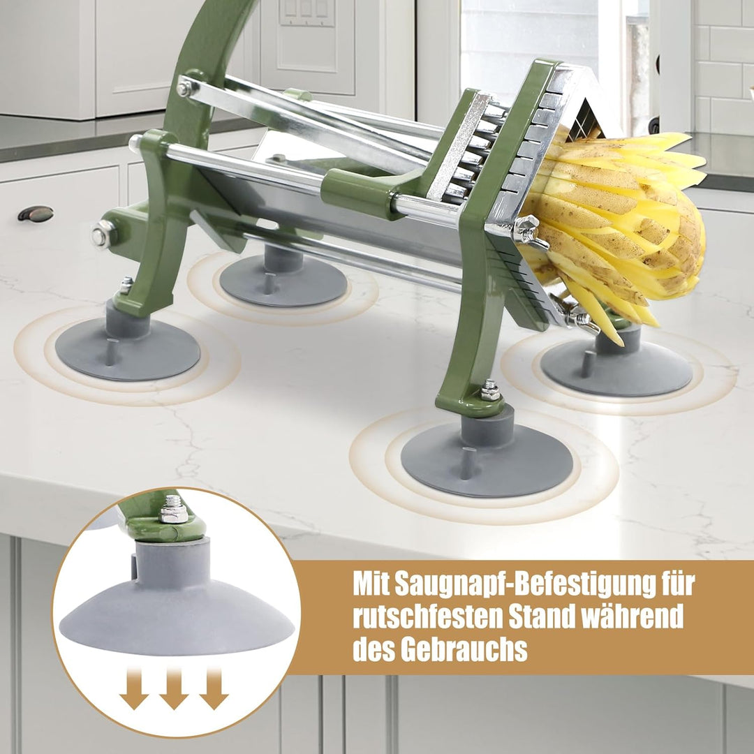 EasyVibe Pommes Frites Commercial Pommesschneider Professioneller mit Saugfüssen Komplettset, 3/8" K