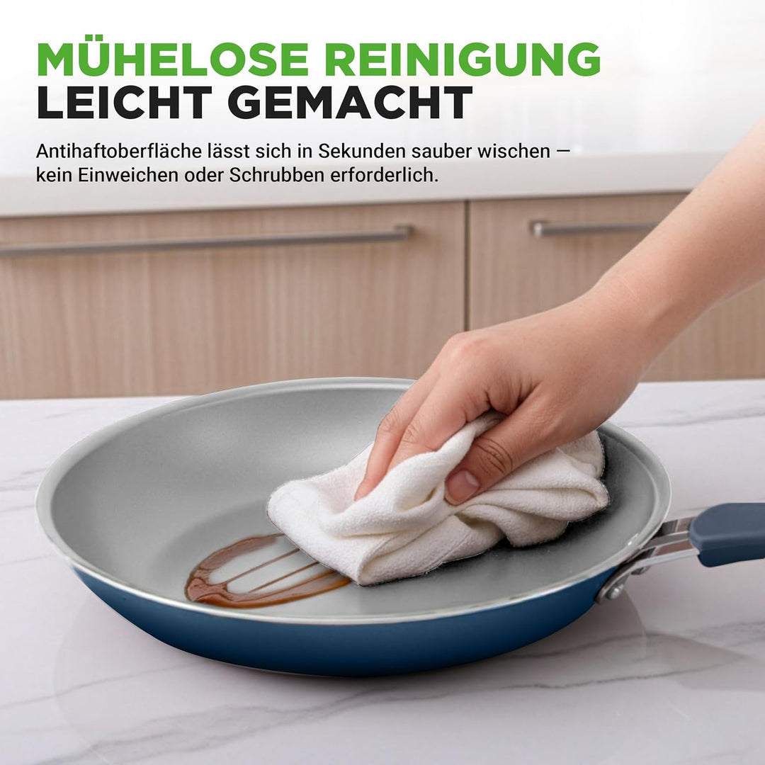 NutriChef Topf- und Pfannenset Induktion 20-teilig Marineblau – Antihaft-Kochgeschirr mit Deckeln un