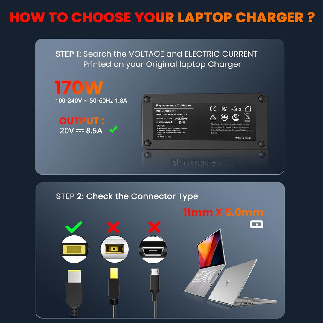 170W Laptop Netzteil für Lenovo Legion Y700 Y540 Y530 Y730 Y720 Thinkpad P50 P51 P70 P71 W540 W541 E
