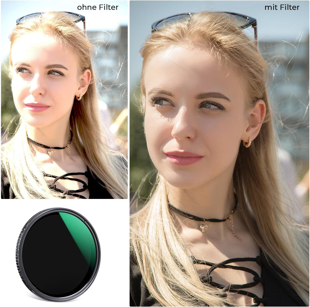 K&F Concept Nano D-Serie ND Filter 77mm Variabler Graufilter ND2-ND400 (1-9 Blendenstufen), 77mm