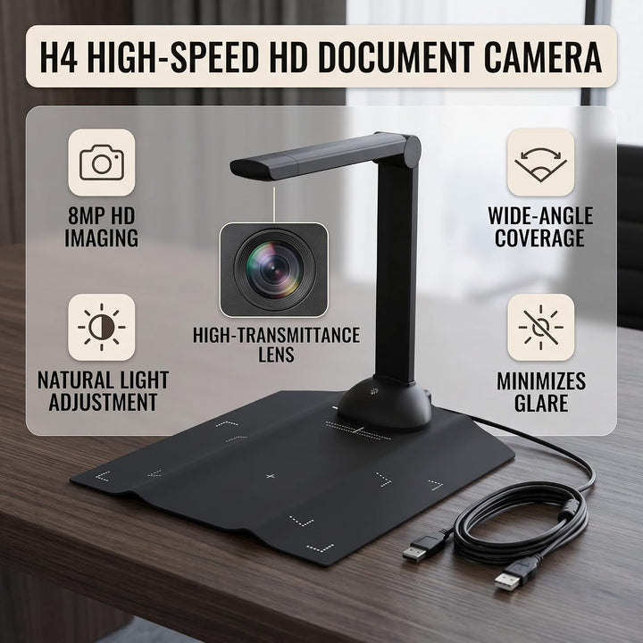 Garosa A3 High Definition-Dokumentenscanner 8MP, Tragbarer Buchscanner für Schulbüro, EasyTouse mit