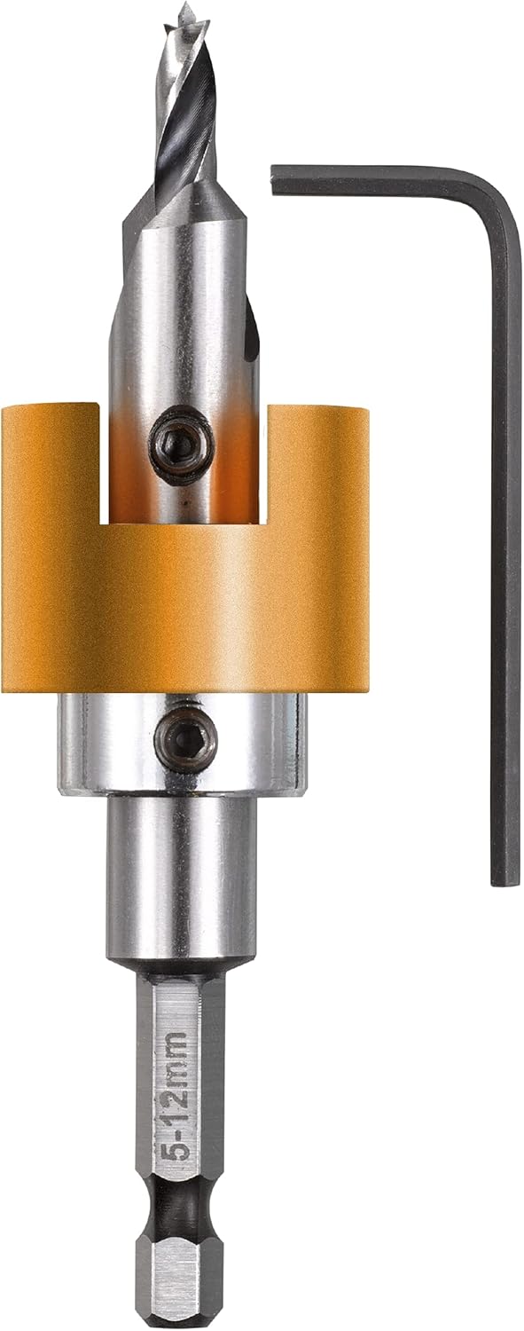 kwb Hartholzbohrer Ø 5 mm aus HSS-M2 mit Senker, verstellbarem Tiefenstopp - Hohe Standzeit und präz