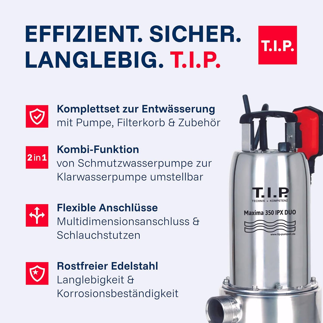 T.I.P. Anti Flut Kit (20.000l/h Fördermenge, 1mm Flachabsaugend mit Duo-Ring, Schutz vor Überschwemm