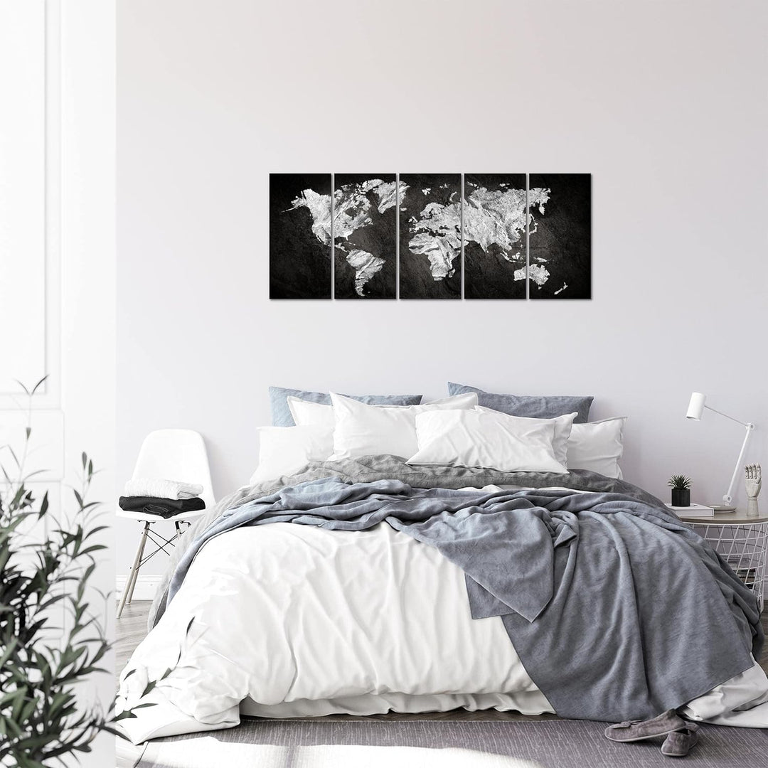 Runa Art Bild Weltkarte Wandbilder auf Vlies Leinwand 5 Teilig Wanddekoration Büro Wohnzimmer 002956