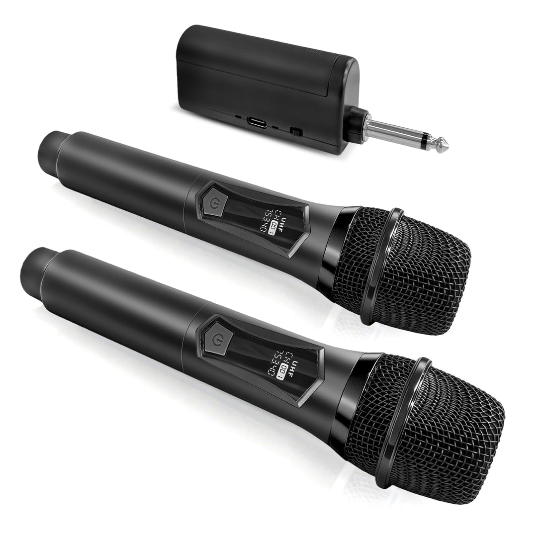 Kabelloses Mikrofon, Drahtloses UHF Mikrofon Set mit wiederaufladbarem, Dual Handmikrofon für Karaok
