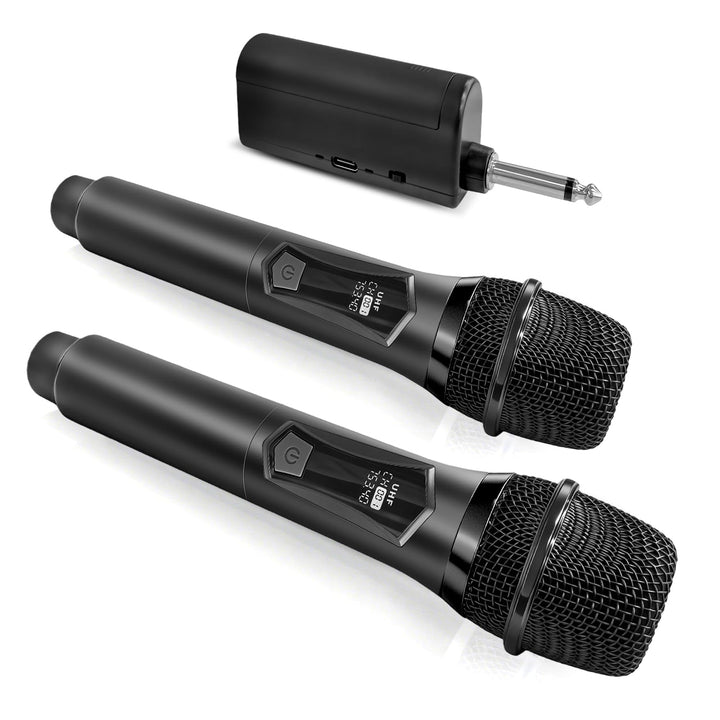 Kabelloses Mikrofon, Drahtloses UHF Mikrofon Set mit wiederaufladbarem, Dual Handmikrofon für Karaok
