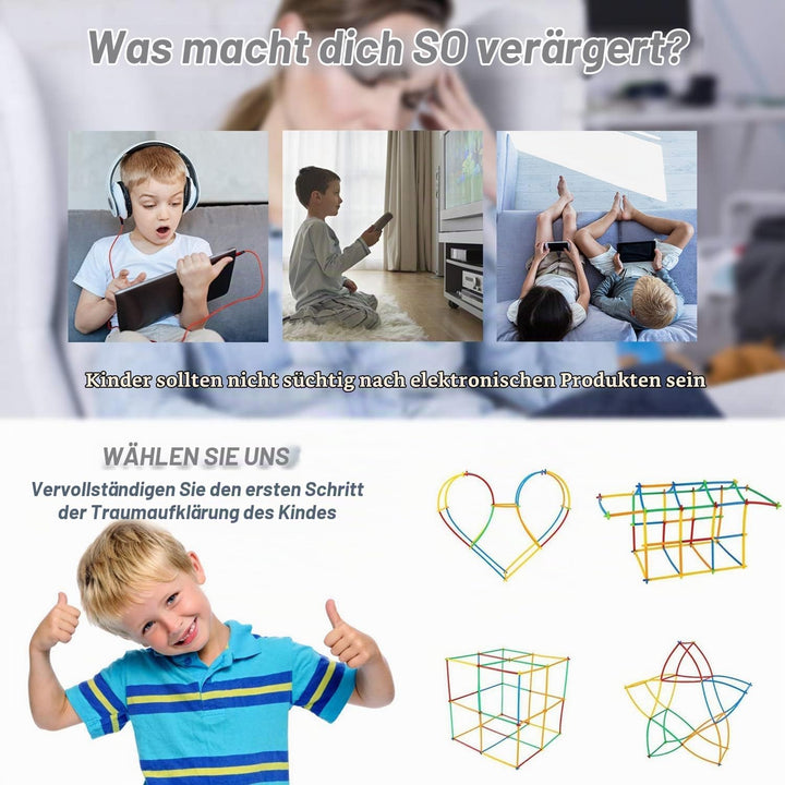 WYSWYG Konstruktionsspielzeug Strohhalme Baustein 240 Stück- Kreative Verbindungsbausteine Spielzeug