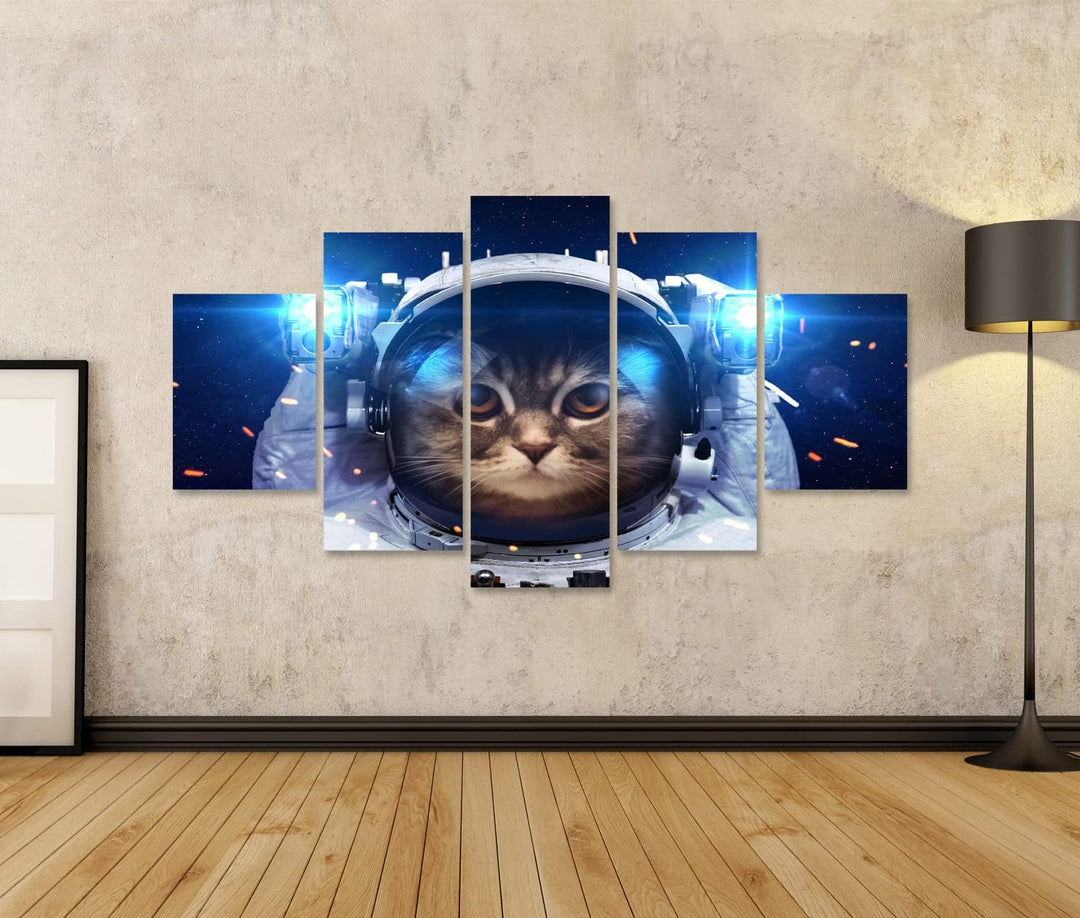 islandburner Bild auf Leinwand Schöne Katze Im Weltraum Wandbild Poster Kunstdruck Bilder Format: 17