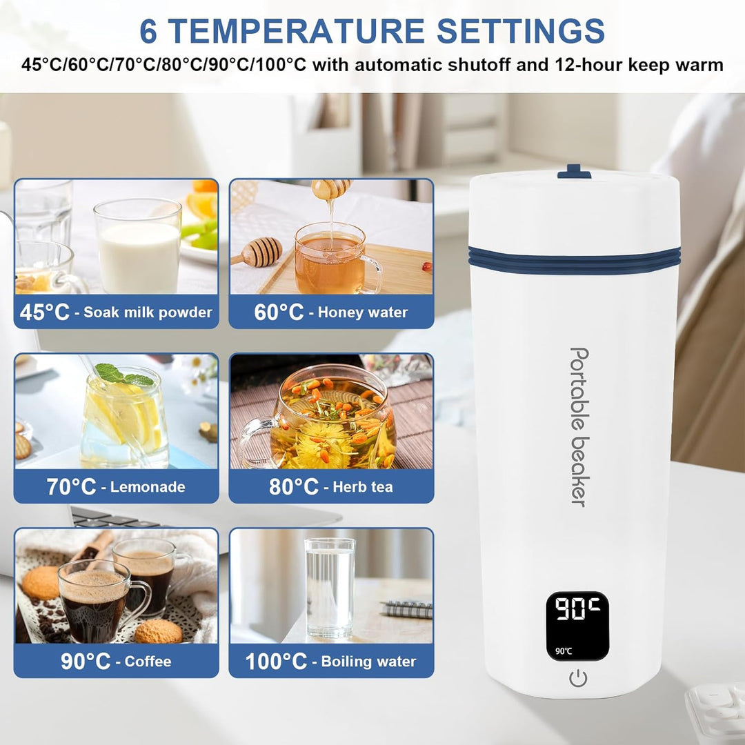 Reise Wasserkocher Klein Elektrische 450ML, Reise Elektrisch Wasserkocher 6Temperaturoptionen, Tragb