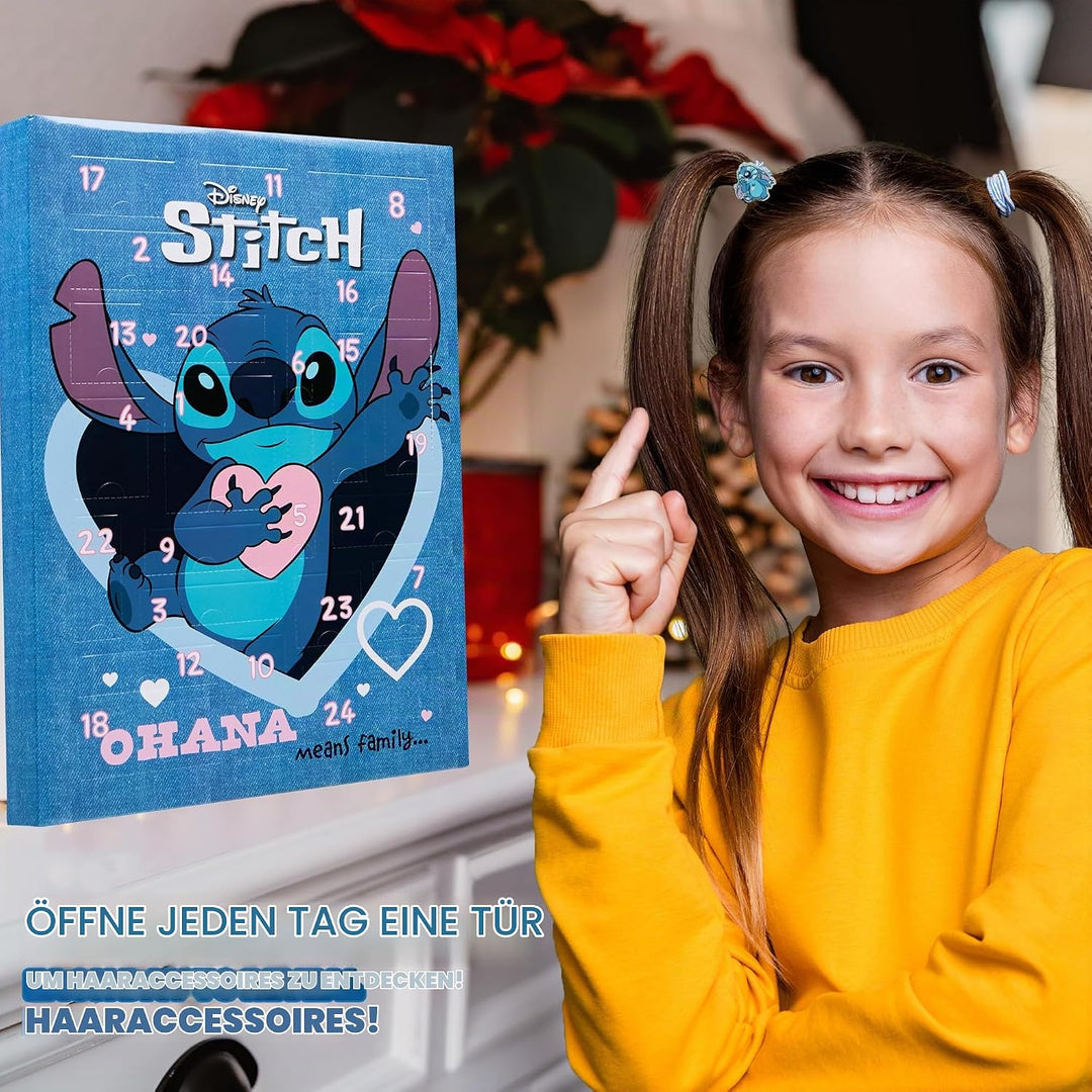 Disney Stitch Adventskalender 2024, Haarschmuck &amp; Accessoires für Mädchen (Blau), Blau