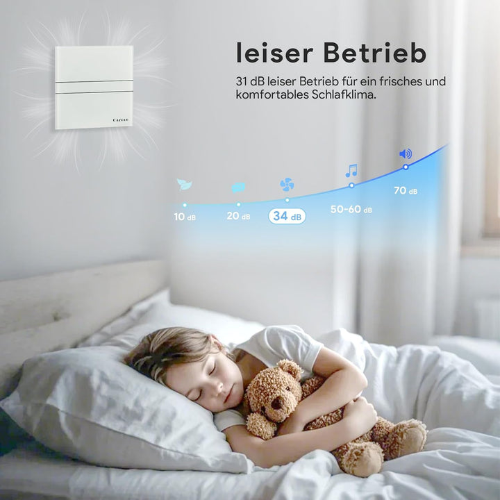 Badlüfter Glasplatte Ø 100mm Wohnraumlüfter Leiser Badlüfter 10 Watt Zuluft Abluft Badezimmerlüfter