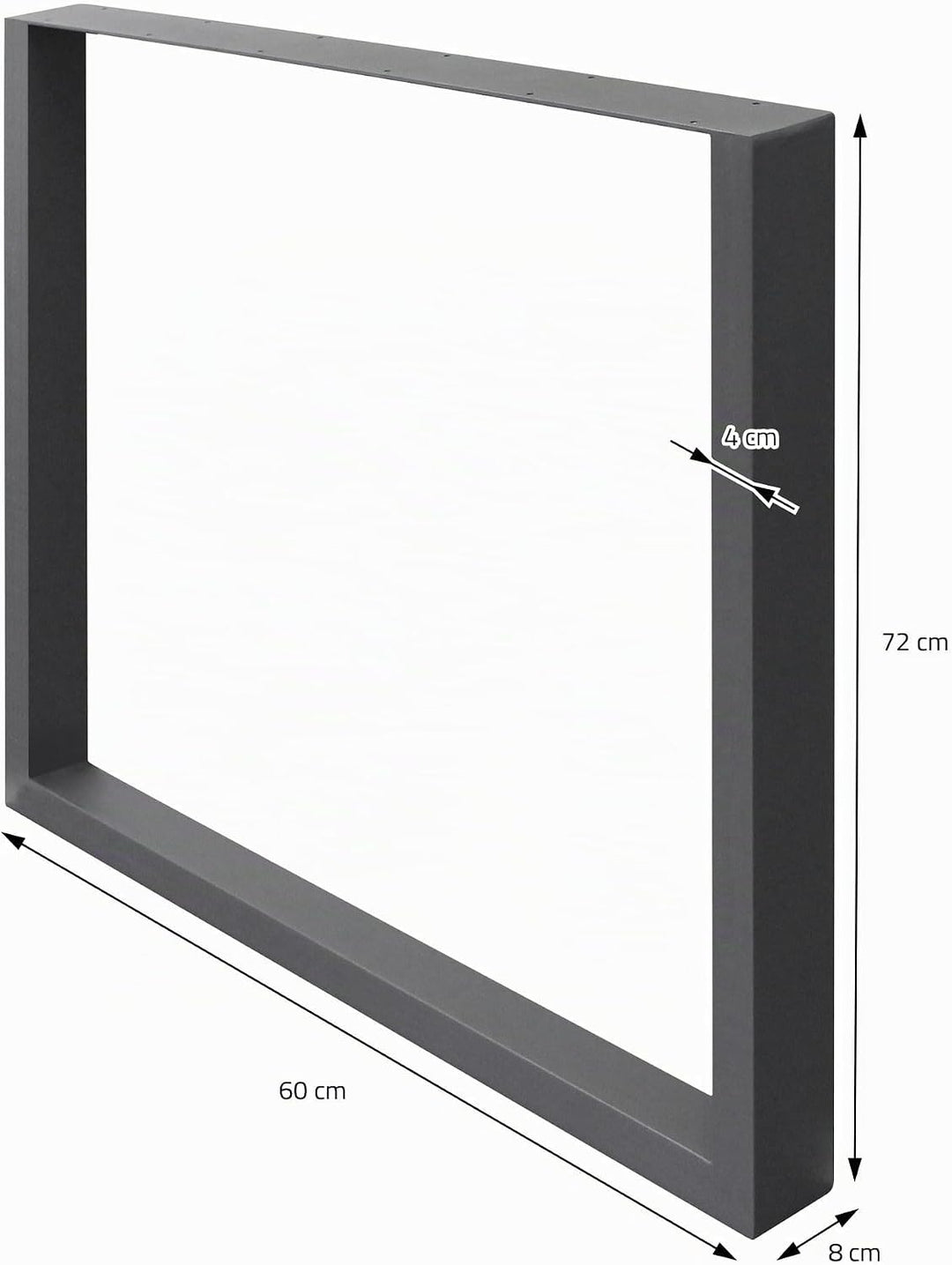 ECD Germany 2er Set Tischbeine aus Vierkantprofilen 60x72 cm Anthrazit, pulverbeschichtete Stahl, In