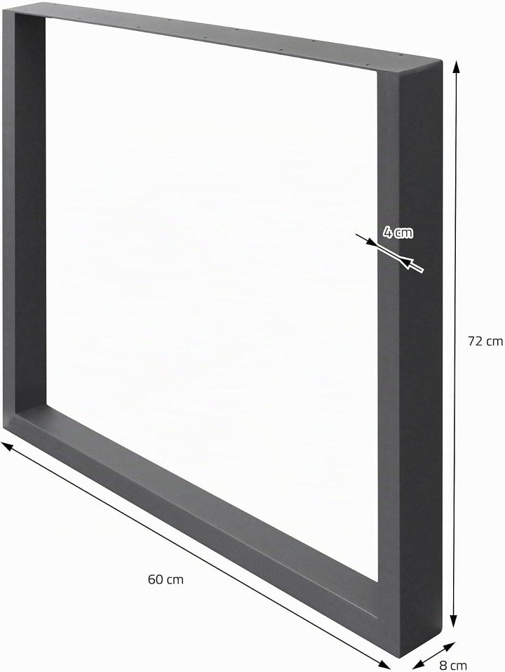 ECD Germany 2er Set Tischbeine aus Vierkantprofilen 60x72 cm Anthrazit, pulverbeschichtete Stahl, In