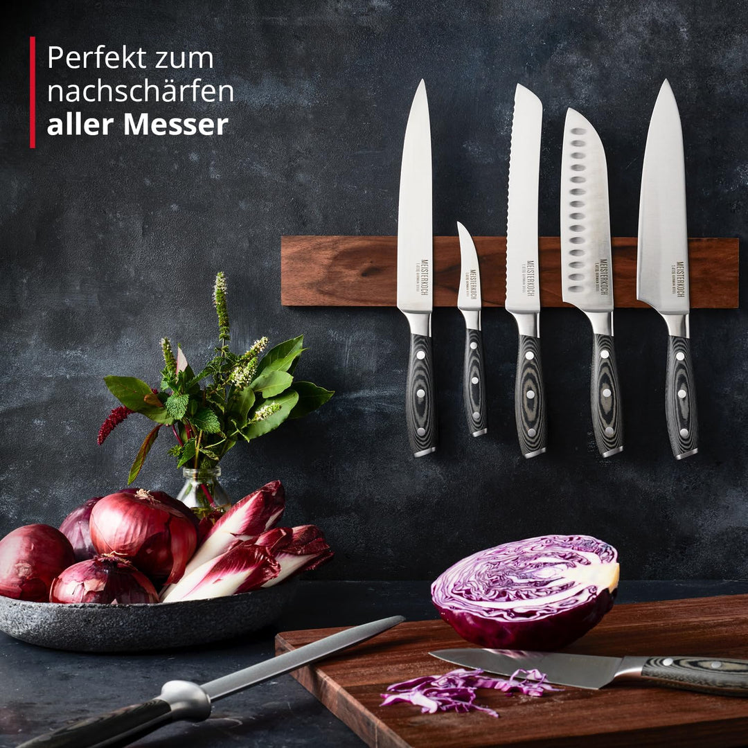 MEISTERKOCH Wetzstahl zum schärfen von Messern | 32,5 cm aus rostfreiem deutschen Edelstahl | ergono