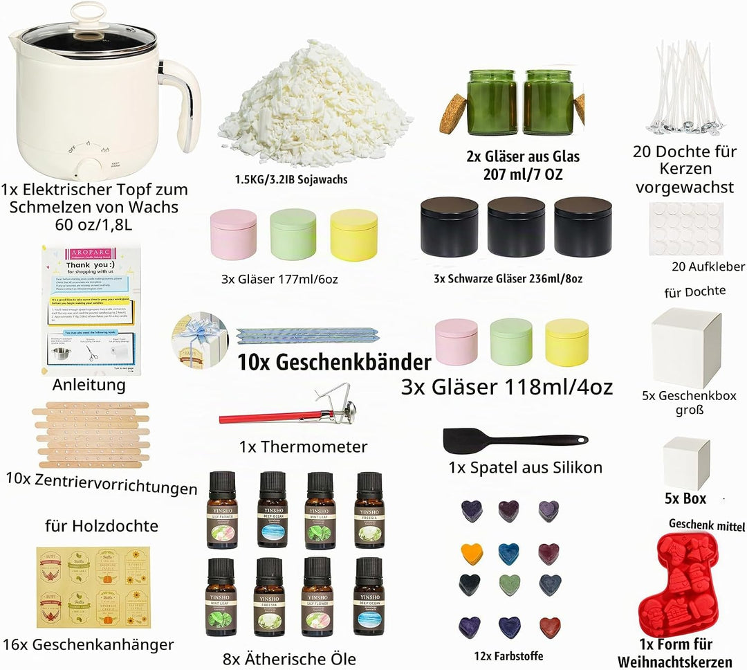 Julwshiper Kerzen Selber Machen Set für Erwachsene, DIY Kerzenherstellung Kit, Duftkerze Geschenke S
