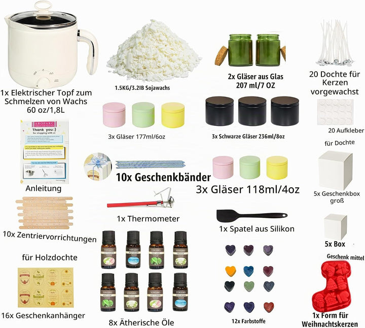 Julwshiper Kerzen Selber Machen Set für Erwachsene, DIY Kerzenherstellung Kit, Duftkerze Geschenke S
