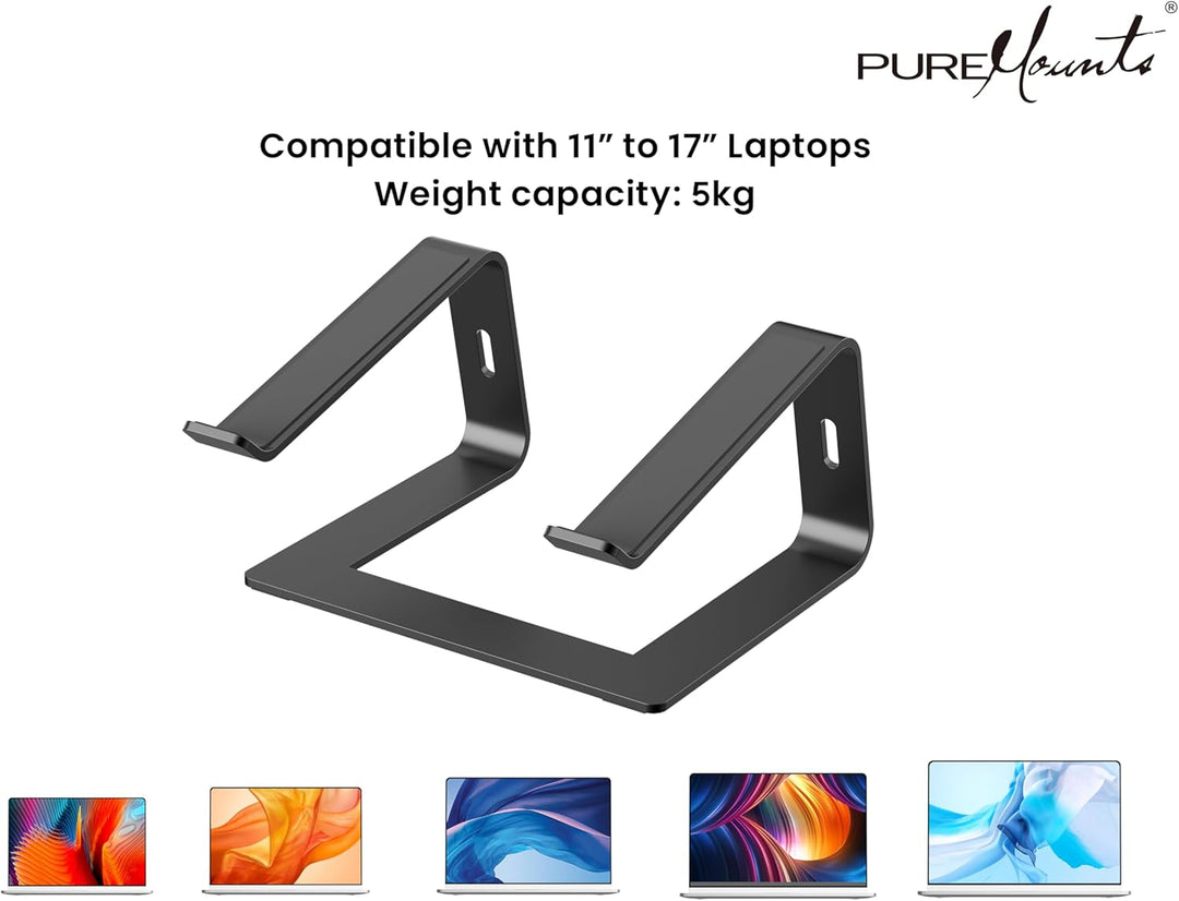 PureMounts Laptop Ständer Ultra-Slim, Ergonomischer Aluminium Notebookhalter mit Belüftung & Anti-Ru