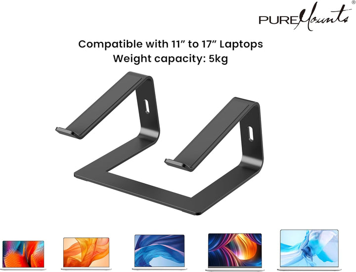 PureMounts Laptop Ständer Ultra-Slim, Ergonomischer Aluminium Notebookhalter mit Belüftung & Anti-Ru