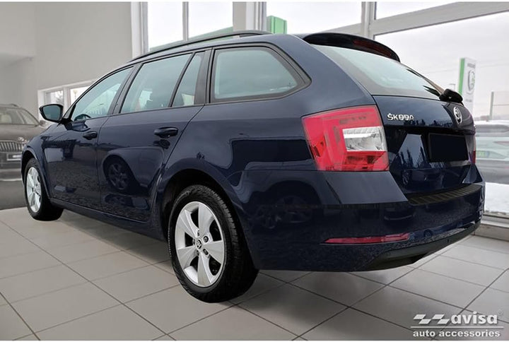 Avisa Matt-Schwarz Edelstahl Heckstossstangenschutz kompatibel mit Skoda Octavia III Combi (5E5) Fac