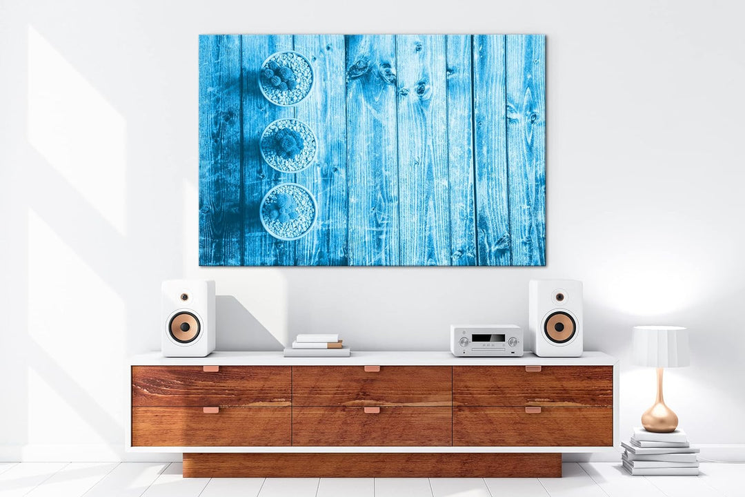 deyoli winzige Kakteen Format: 80x60 Effekt: Monocrome Blau als Leinwand, Motiv fertig gerahmt auf E