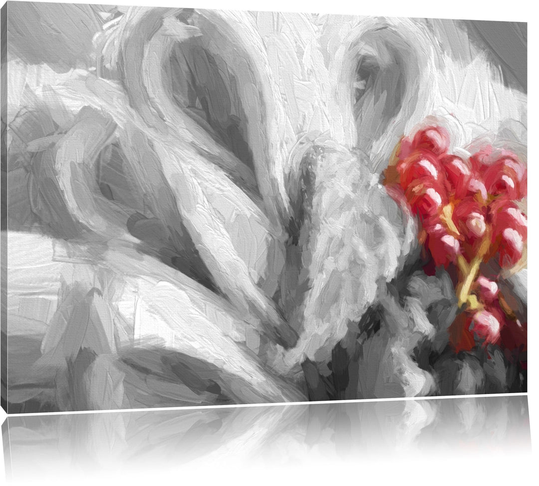 bunte frische Obstschale schwarz/weiss Deluxe Format: 100x70 cm auf Leinwand, XXL riesige Bilder fer