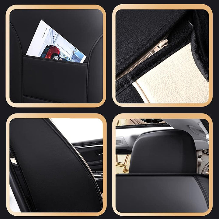 ibon Autositzbezüge Set Leder, 5-Sitze Universal-Sitzbezüge Auto Vordersitze und Rückbank Komplettse