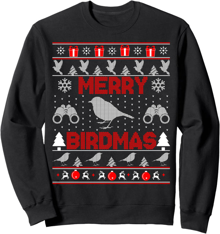 Pullover mit Aufschrift "Bird Watching Christmas Birding Merry Birdmas Ugly Sweater Sweatshirt