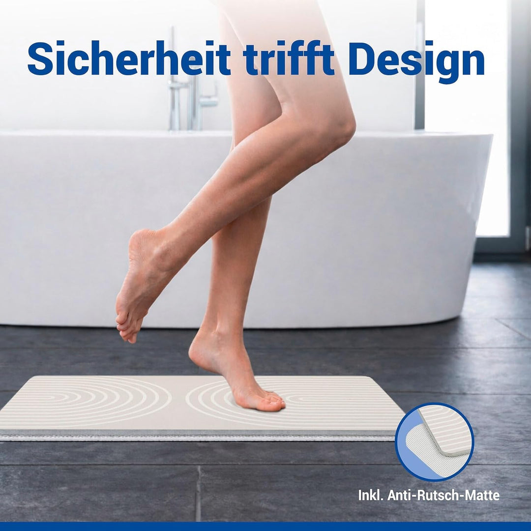 WENKO Badematte Mod. Nazca, aus natürlichem Diatomit, rutschfest, wasserabsorbierend und schnelltroc