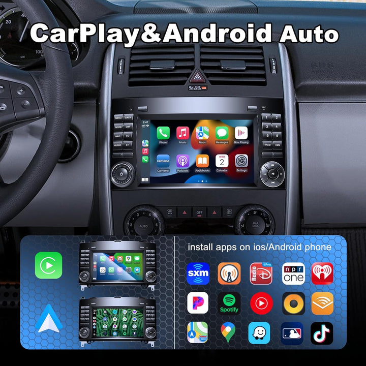 Autoradio für Mercedes-Benz Classe A W169/B W245/Viano Vito W639 mit Android Auto und Wireless CarPl