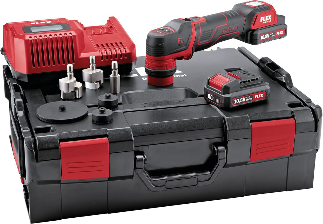 Flex Akku Polierer 10,8 V (Poliermaschine) PXE 80 10,8-EC/2,5 Set - 418102, Schwarz / Rot