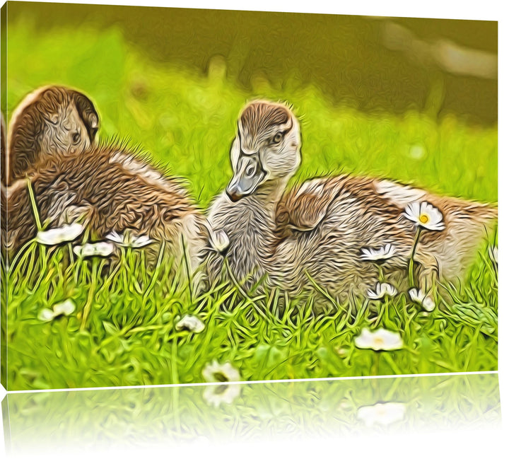 Pixxprint Kühe auf Wiese, Format: 100x70 auf Leinwand, XXL riesige Bilder fertig gerahmt mit Keilrah