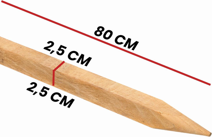 Buchenholz Holzpflöcke &amp; Holzpfähle Quadratisch 25 Stück - Längen 80 cm - Ideal für Zaunpfosten, Zau