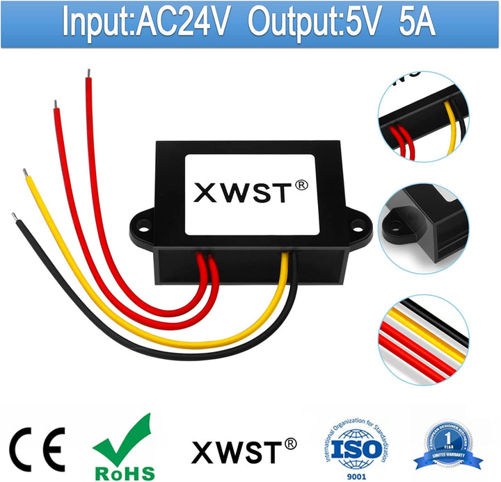 Spannungswandler AC 24V auf Dc 5V 5A 25W Abwärtswandler DC 12V/ 24V auf 5V Abwärtsstromversorgungsmo