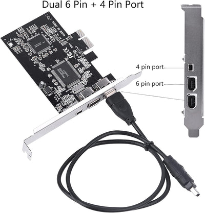 Cuifati PCIe Firewire-Karte für Windows 10, IEEE 1394 PCI Express-Adapter-Controller 4 Anschlüsse (3