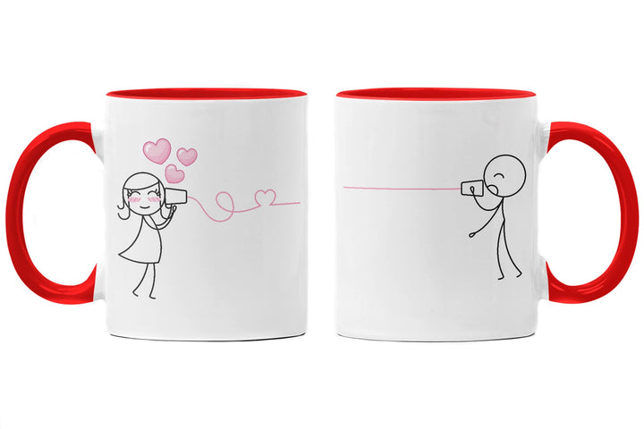 Trendation - Fernbeziehung Geschenk Tassen Set Partner Liebe Geschenk für Freundin Freund Liebesgest