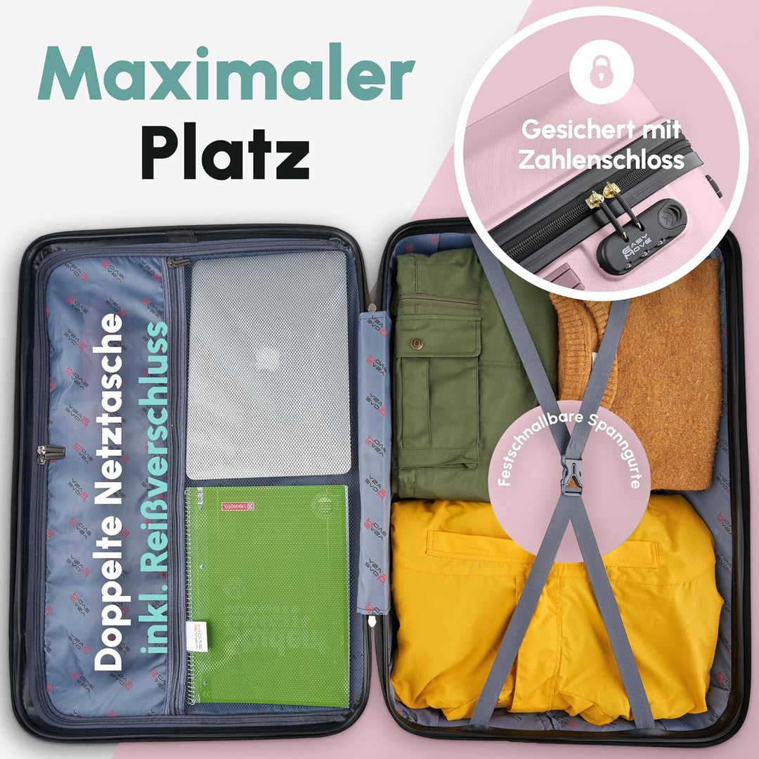 Easy Move ABS Hartschalenkoffer [ERGONOMISCH & SICHER] - Grosser Trolley Koffer mit 360° Rädern, Zah