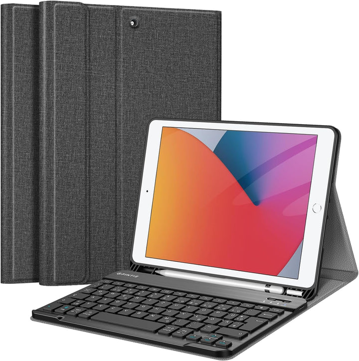 Fintie Tastatur Hülle für iPad 10.2 Zoll (9/8/ 7 Generation - 2021/2020/2019), Schutzhülle mit TPU R