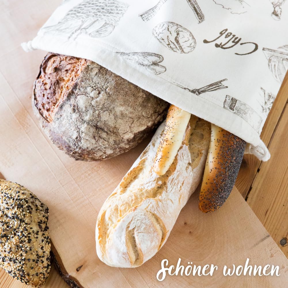 slowroom Brotbeutel zur Brotaufbewahrung und Frischhalten 3 in 1 - Brotkorb Stoff - Brottasche aus B