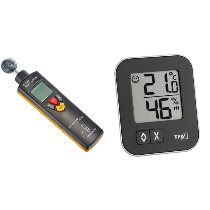 TFA Dostmann Humidcheck Contact, Materialfeuchtemessgerät, 30.5503, ideal für die Baustelle & Moxx d