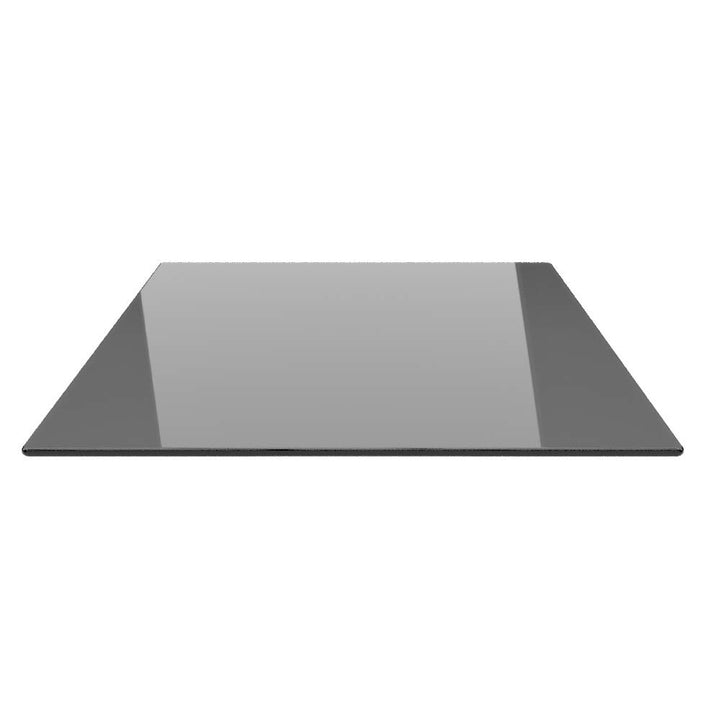 Quadrat 90x90cm Glas schwarz - Funkenschutzplatte Kaminbodenplatte Glasplatte f. Kaminofen (mit Sili