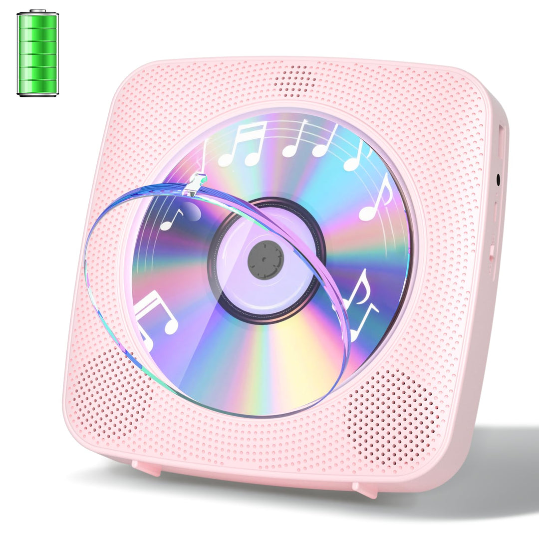 Gueray Desktop CD Player Bluetooth CD-Spieler mit Lautsprechern für Zuhause 1800mAh Tragbarer CD-Pla