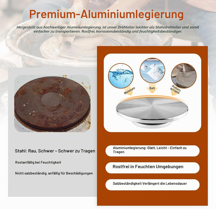Homtone 20cm Drehbare Töpferscheibe mit Werkzeugset, Doppelseitiges Töpferrad, Aluminiumlegierung Ho
