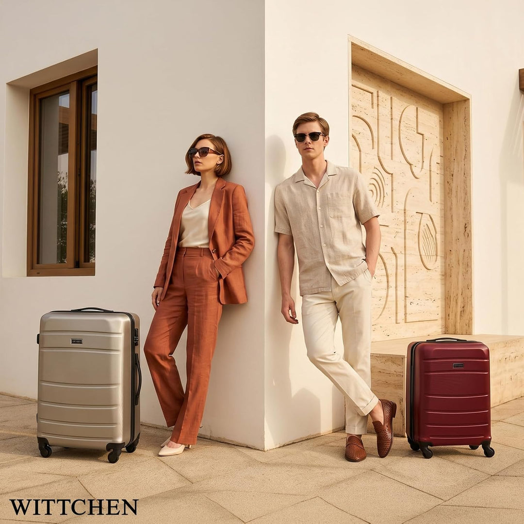 WITTCHEN Mittlerer Koffer Trolley Koffer Reisekoffer aus ABS Hartschalen Trolley 4 Rollen Kombinatio