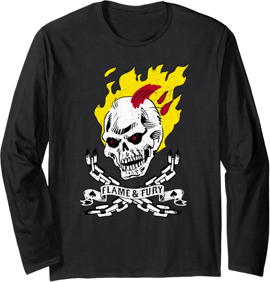 Marvel Ghost Rider Flame & Fury Skull Poster Langarmshirt